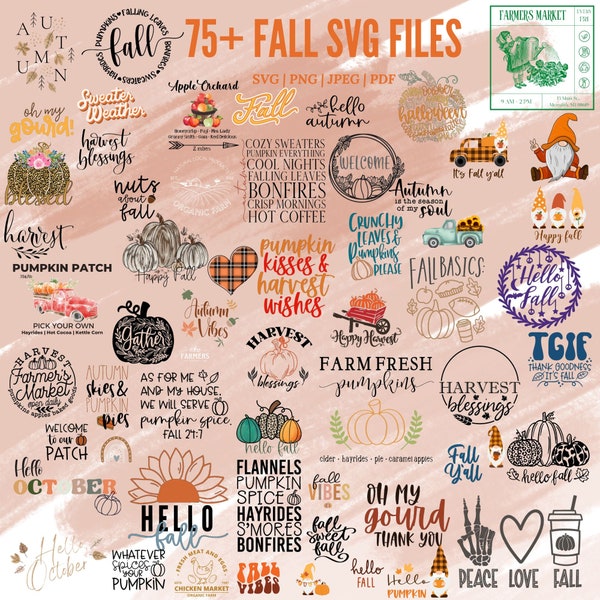Fall Bundle SVG, Autumn SVG for Circuit, Harvest, September, October, Digital Download, PNG, fall svg, svg files, farmers market, orchard