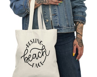 Resting Beach Face Tote Bag, Natural Tote, Organic tote, cute beach tote, trendy beach tote, cute tote, best gift, trendy gift, beach vibes