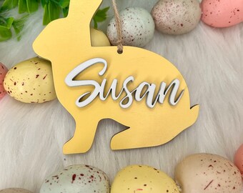 Easter Basket Name Tags/ Wooden Bunny Name Tags/ Wooden Name Labels/ Wooden Gift Labels/ Easter Gifts