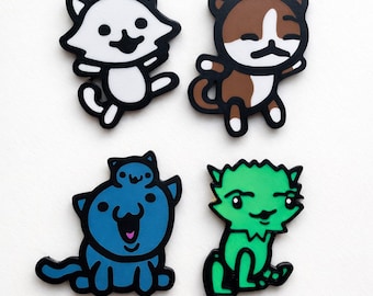 Set di magneti per gatti ispirati a Mewgenics (confezione da 4) – Magneti da frigorifero per gamer stampati in 3D – Regalo da collezione di fan art di videogiochi indie