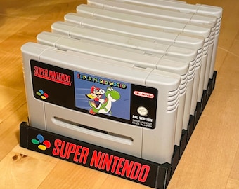 Custom SNES Game Stand (1–7 Slots) – 3D Printed Super Nintendo Cartridge Display – Retro Organizer