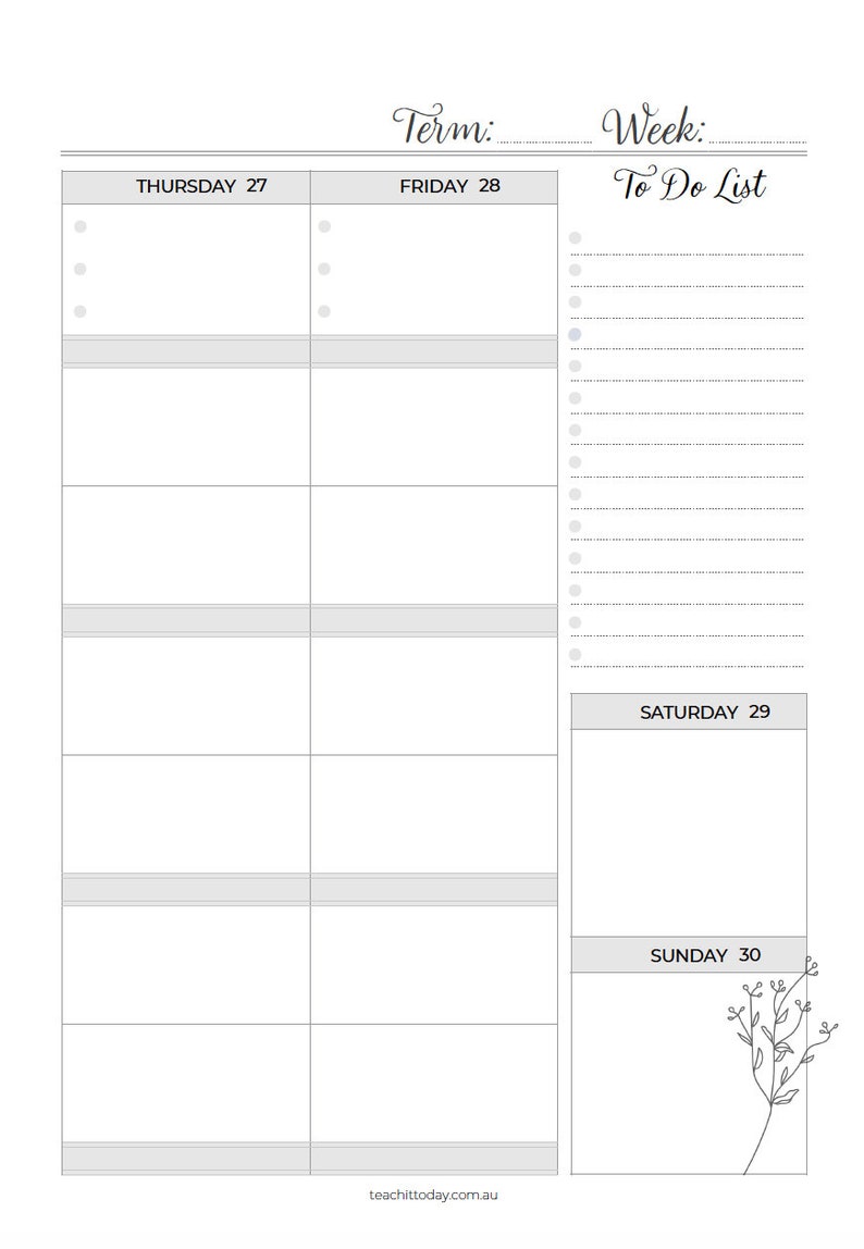 Teacher Planner 2022 Australia Printable Etsy Australia