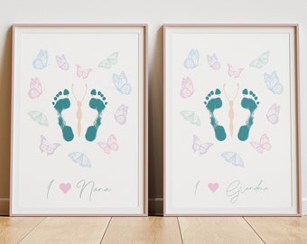 Butterfly Footprint Art: Grandma/Nana Keepsake Gift (Digital Download)