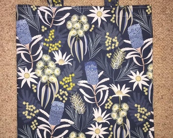 Banksias and Flannel flowers fabric bag