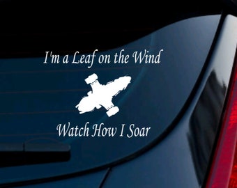 Leaf on the Wind, Firefly Decal, Firefly Car Sticker, Serenity Car Decal, Firefly Laptop Decal, Serenity Ship, Firefly Vinyl Decal, Shiny