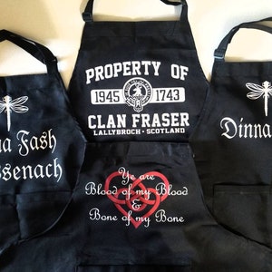 Outlander Apron, Kitchen Apron, Jamie Fraser, Outlander Gift, Dinna Fash, Clan Fraser, Apron for Mom, Outlander Fan, Gift for Her, Sassenach