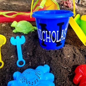 Personalized Sand Bucket, Personalized Beach Toys, Sandcastle Toys, Sandbox Toys, Beach Toy Set, Water Table Toys, Beach Pail, Gift for Kids