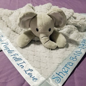Personalized Lovey Blanket, Personalized Baby Blanket, Lovey Baby Blanket, Custom Baby Blanket, Baby Lovey Blanket, Elephant Baby Blanket