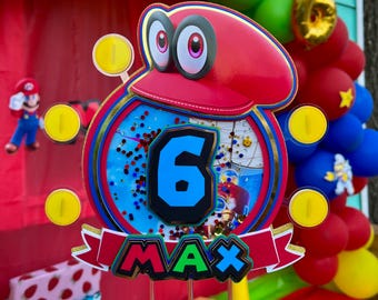 Super Mario Odyssey Cake Topper Set - Shaker, Character Party Decor. Video game .