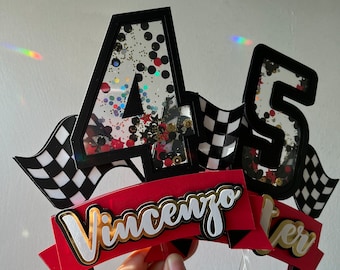 Race Car Cake Topper | Personalized Birthday Party Decor . Two fast Birthday theme