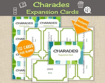 Charades Expansion Pack | Printable Cards | DIY Party Games | Family Games | Holiday Party Games | Instant Download | Guesstures