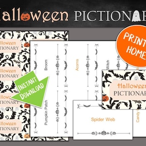 Halloween Pictionary Pack Printable Cards DIY Party Games - Etsy
