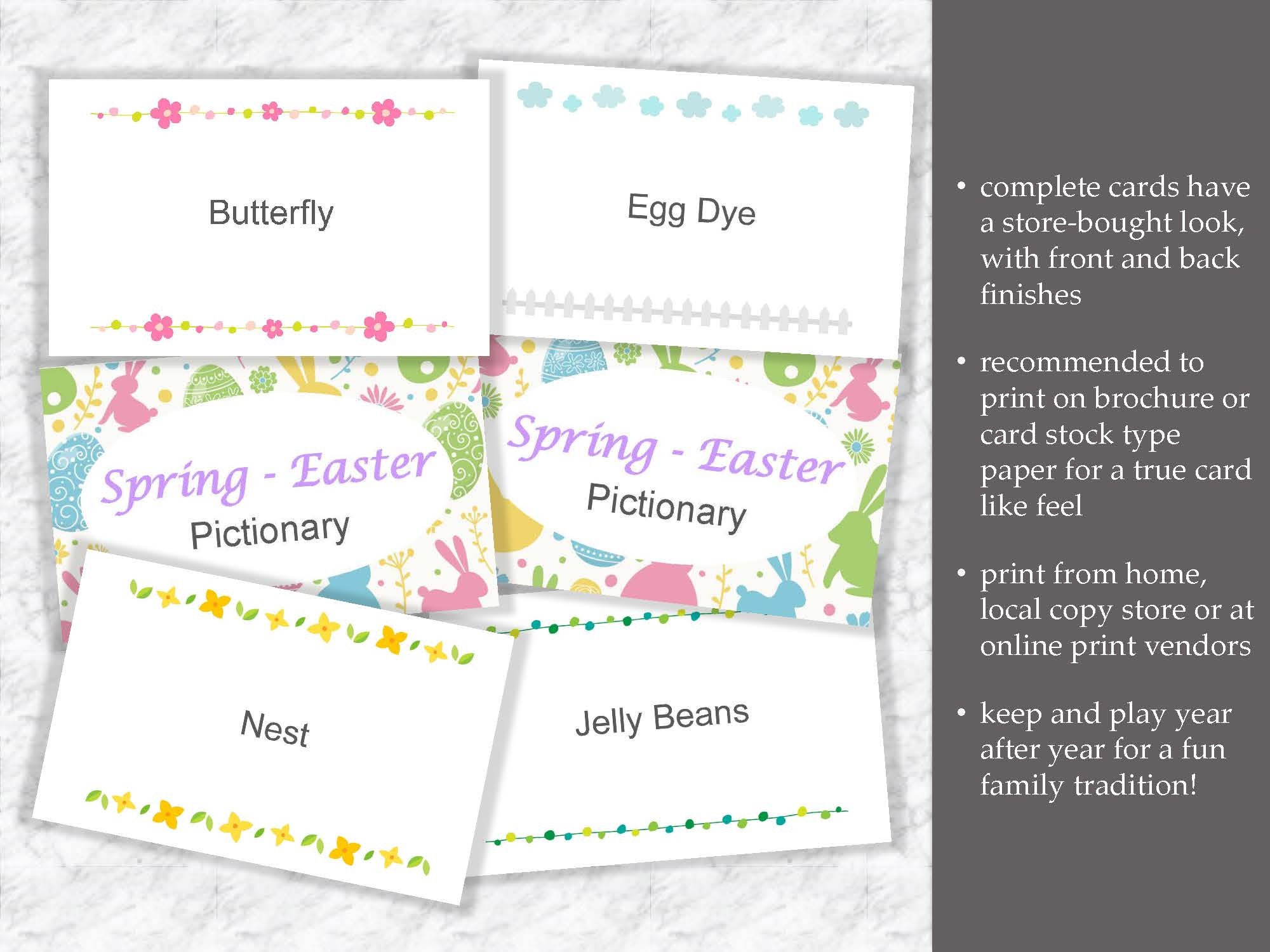 Spring Easter Pictionary I Printable Cards I DIY Party Games Etsy