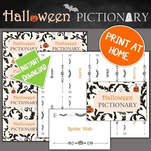 Halloween Pictionary-pakket | Afdrukbare kaarten | DIY-feestspellen | Familiespellen | Vakantiefeestspellen | Direct downloaden | Teken Het