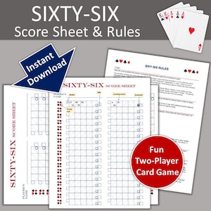 Zesenzestig scoreblad en spelregels I Leuk kaartspel voor twee spelers I Spel voor koppels I Direct downloaden I Afdrukbaar kaartspel I Duits kaartspel