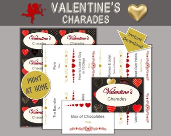 Paquete de Charadas de San Valentín / Tarjetas Imprimibles / Juegos de Fiesta DIY / Juegos Familiares / Juegos de Fiesta Navideña / Descarga Instantánea / Guesstures