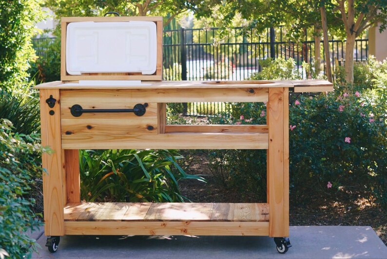 Cooler Table for Big Green Egg Rolling Ice Chest Grill Etsy