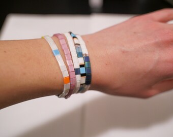 Juegos de pulseras elásticas - Hechas con cuentas de Tila de vidrio plano