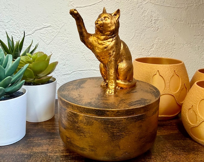 Handmade Cat Urn for Ashes – 0.3 Liters | Exact Urn in Photo