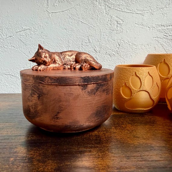 Handmade Cat Urn for Ashes – 0.3 Liters | Exact Urn in Photo