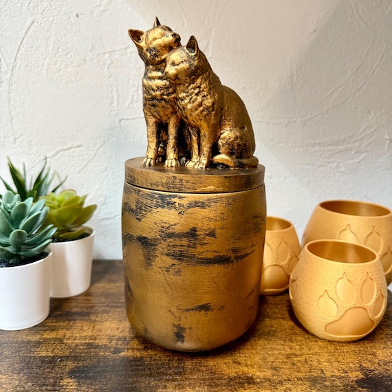 Duo Cat Urn for Ashes | Handmade Cat Urn 0.5 Liter