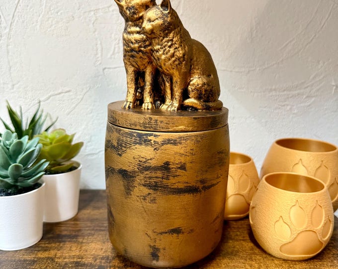 Duo Cat Urn for Ashes | Handmade Cat Urn 0.5 Liter