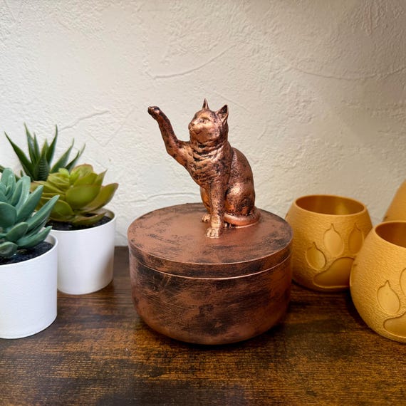 Handmade Cat Urn for Ashes – 0.3 Liters | Exact Urn in Photo