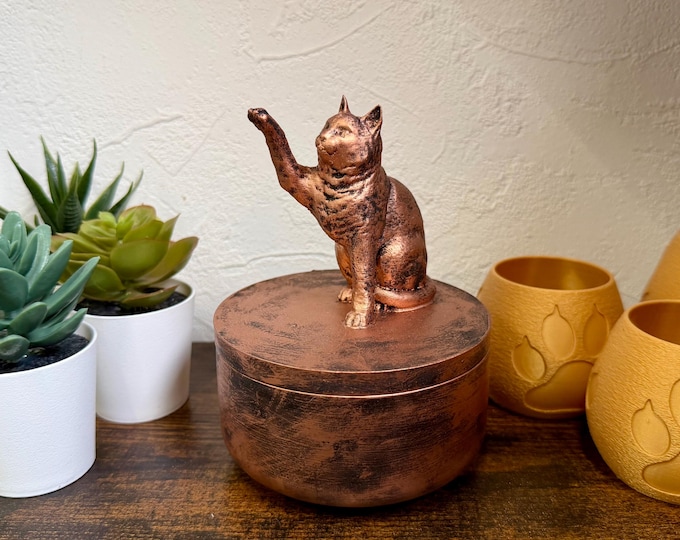 Handmade Cat Urn for Ashes – 0.3 Liters | Exact Urn in Photo