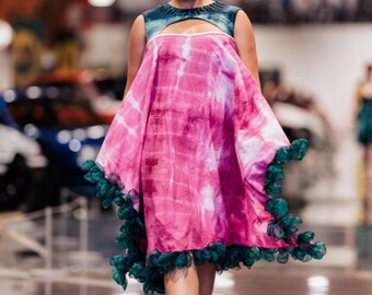 hand dyed circle dress with yoke