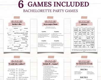 Lot de 6 jeux Bachelorette Party - Jeux de société, Téléchargement instantané, Imprimable, Minimal