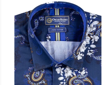 Dark Blue Paisley Print with Matching Handkerchief