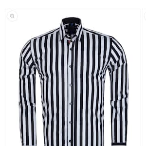 Black Stripe Print Shirt with Matching Handkerchief