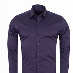 Dark Blue Plain Pure Cotton Men&#39;s Shirt
