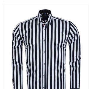 Black Stripe Print Shirt with Matching Handkerchief