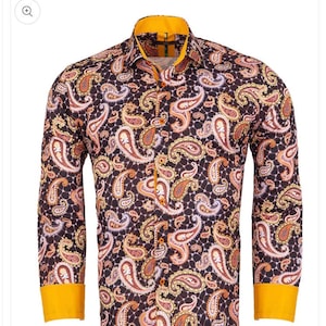 Brown Paisley Print Long Sleeve Shirt