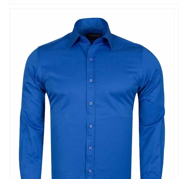 Royal Blue Plain Double Cuff Shirt