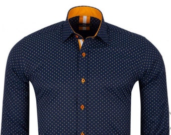 Camisa de manga larga para hombre con estampado floral, mezcla de algodón