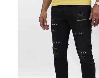 Paint Splatter Jeans for Men | Etsy Ireland