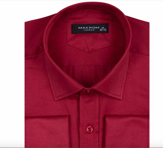 burgundy french cuff dress shirt Burgundy Dress Shirt 20 / 38/39