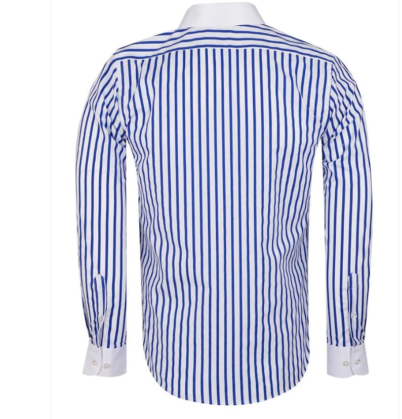 Blue Striped Men's Shirt Club Collar Pin Chain Etsy