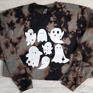 Halloween sweatshirt, ghost sweatshirts, bleached Halloween, Fall