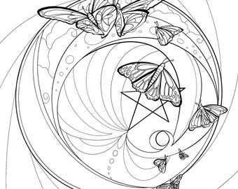 Magical Fantasy Butterfly coloring sheet for adult coloring and stress relief | Instant digital download coloring page