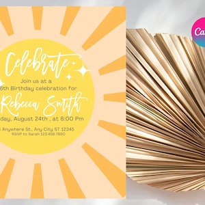 Convite de aniversário de qualquer idade, convite de aniversário de menina ou menino, modelo You Are My Sunshine Kids, Evite digital Boho para impressão, download instantâneo