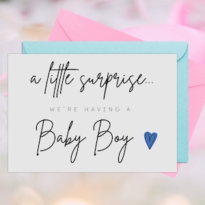 Baby Junge Schwangerschaft Ankündigung Karte bearbeitbare Vorlage, Baby kommt Gender Reveal Karte, neue Babykarte, sofortiger DOWNLOAD 5 x 7