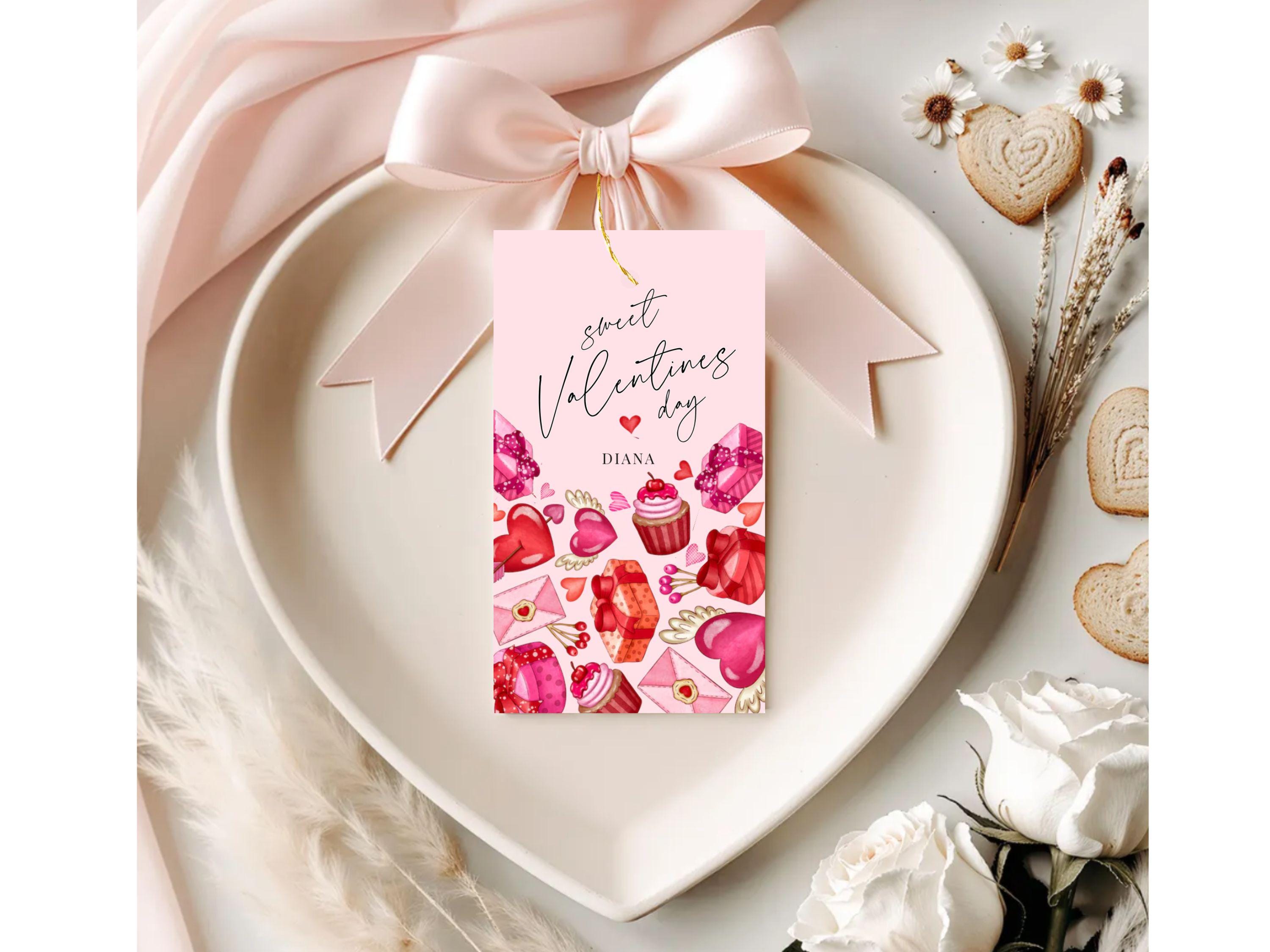 Sweet Valentines Day Gift Tag Printable Template, Editable Digital ...