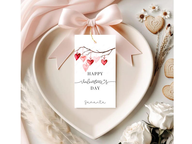 Happy Valentne's Day Gft Tag Prntable Edtable | Etsy