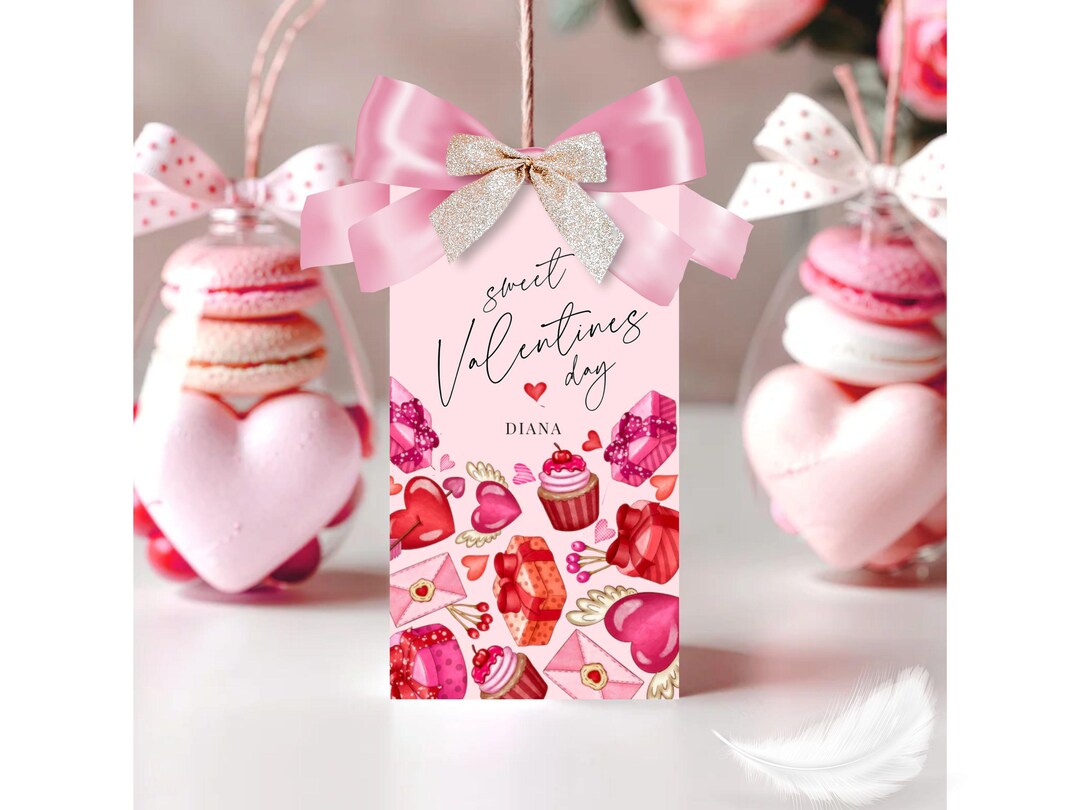 Sweet Valentines Day Gift Tag Printable Template, Editable Digital ...