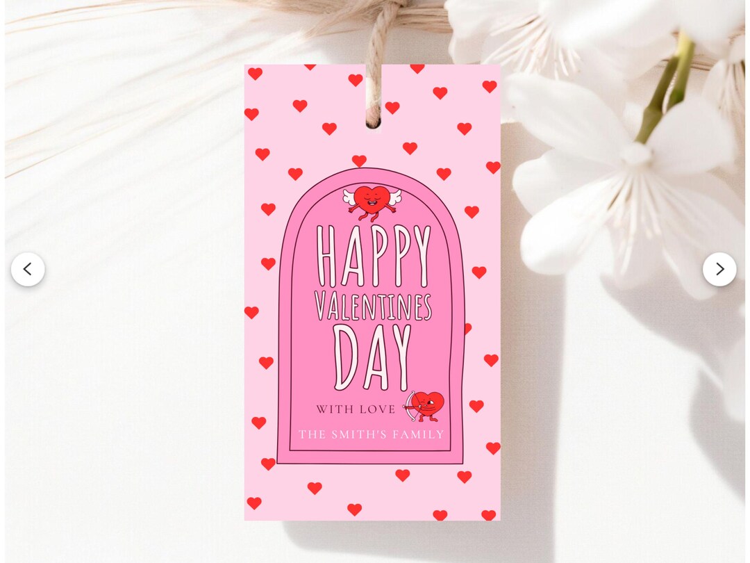 Valentine's Day Hearts Gift Tag Printable Template, Editable Galentine ...