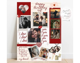 Customizable Matchbox Poster, 100% Editable Personalised Birthday Matchbook Gift for Boyfriend or Girlfriend Anniversary