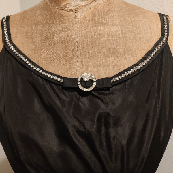 Vintage Black Taffeta Dress - 1950s - Unusual Drape!